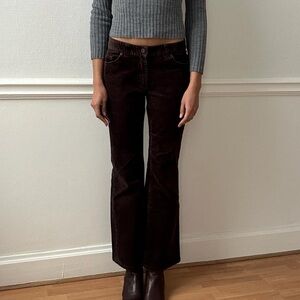 Vintage Dark Brown Book Cut Flare Corduroy Pants